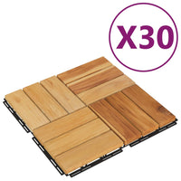 Piastrelle per Esterni 30pz 30x30 cm Legno Massello di Teakcod mxl 100196