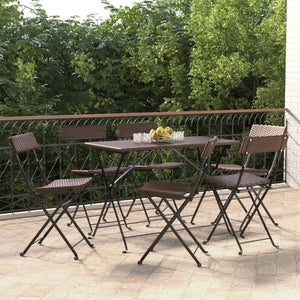 Sedie Pieghevoli da Bistrò 6 pz Marroni Polyrattan e Acciaio 3152116