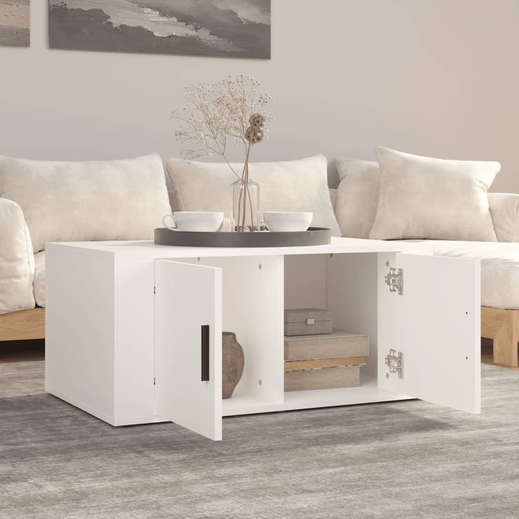 Tavolino da Salotto Bianco 80x50x36 cm in Legno Multistrato cod mxl 18228