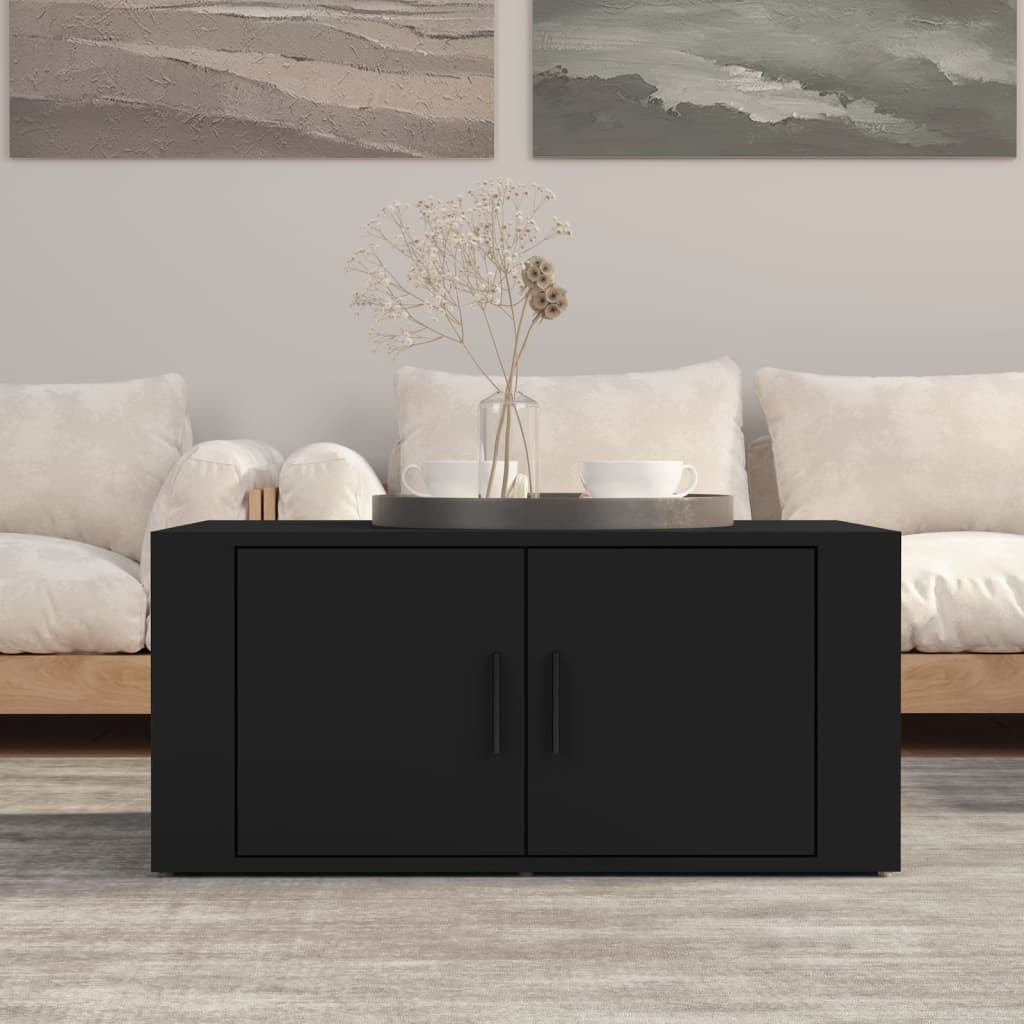 Tavolino da Salotto Nero 80x50x36 cm in Legno Multistrato