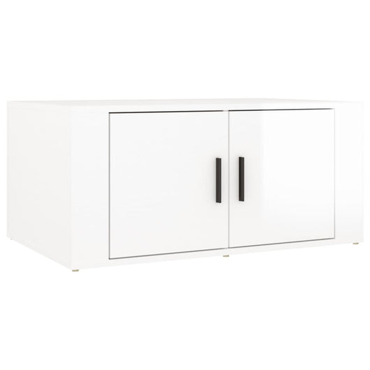 Tavolino da Salotto Bianco Lucido 80x50x36cm Legno Multistrato 816514