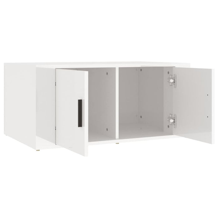 Tavolino da Salotto Bianco Lucido 80x50x36cm Legno Multistrato