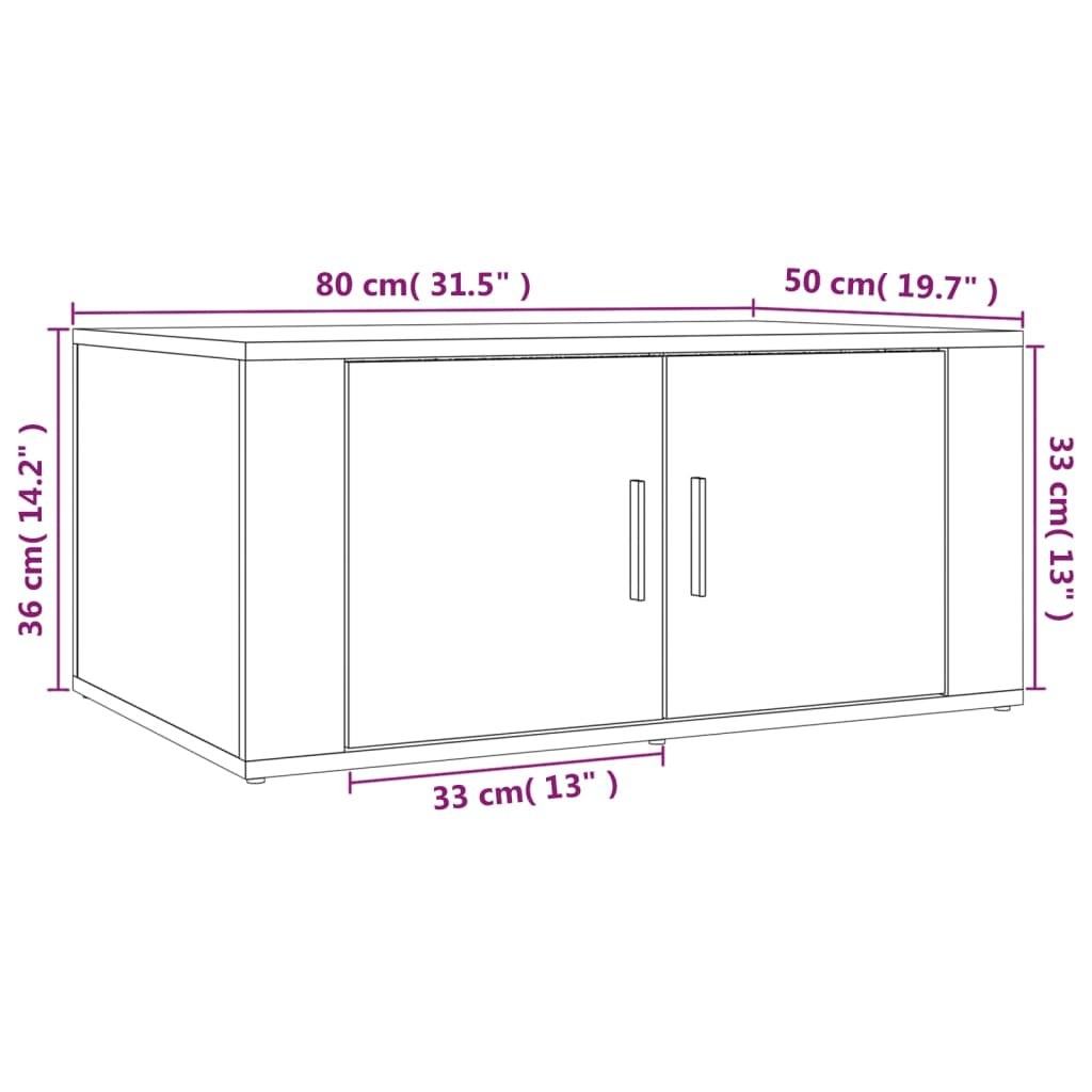 Tavolino da Salotto Bianco Lucido 80x50x36cm Legno Multistrato