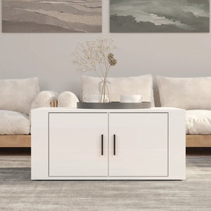 Tavolino da Salotto Bianco Lucido 80x50x36cm Legno Multistrato