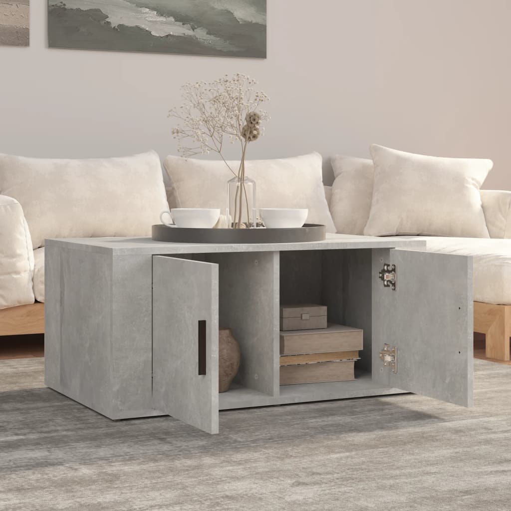 Tavolino Salotto Grigio Cemento 80x50x36 cm Legno Multistrato