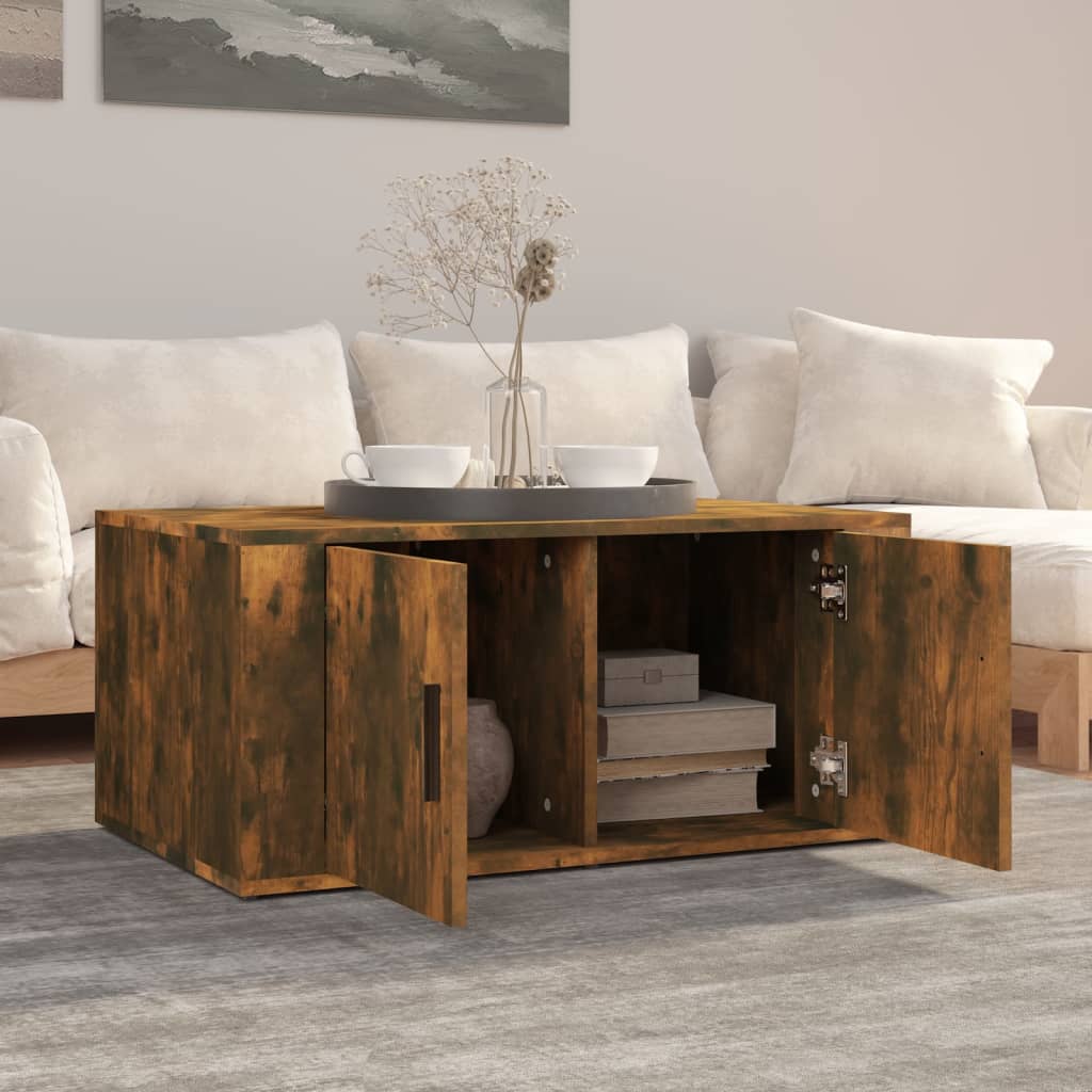 Tavolino da Salotto Rovere Fumo 80x50x36 cm Legno Multistrato