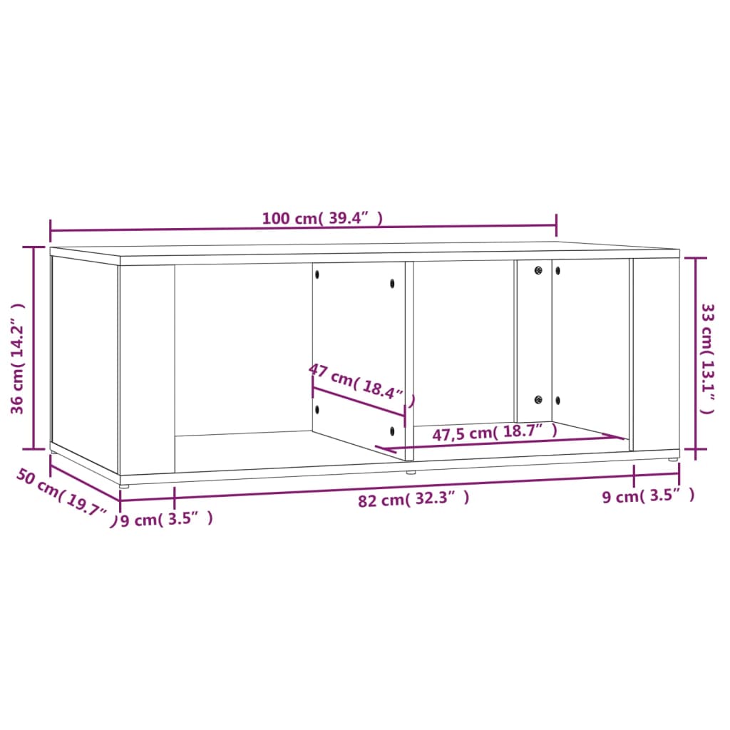 Tavolino da Salotto Nero 100x50x36 cm in Legno Multistrato 816521