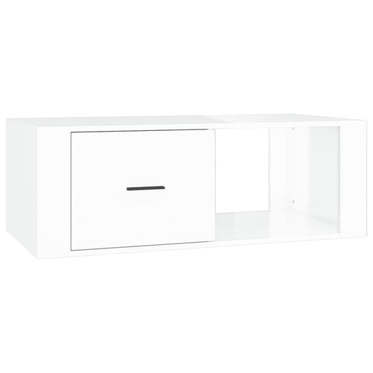 Tavolino Salotto Bianco Lucido 100x50,5x35 cm Legno Multistrato