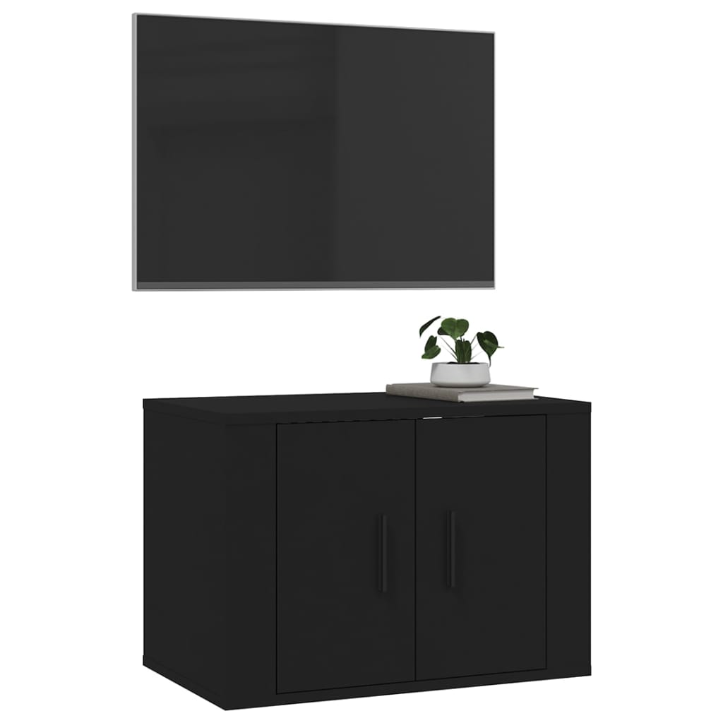 Mobile Porta TV a Parete Nero 57x34,5x40 cm 816617