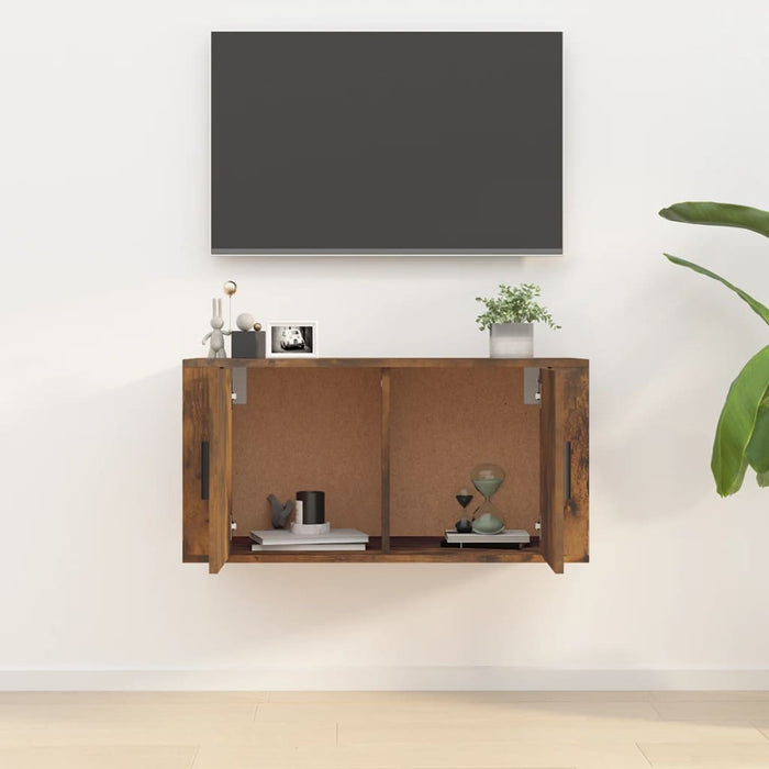 Mobile Porta TV a Parete rovere fumo 80x34,5x40 cm