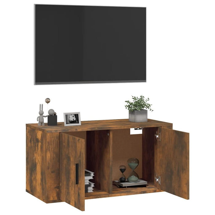 Mobile Porta TV a Parete rovere fumo 80x34,5x40 cm 816629