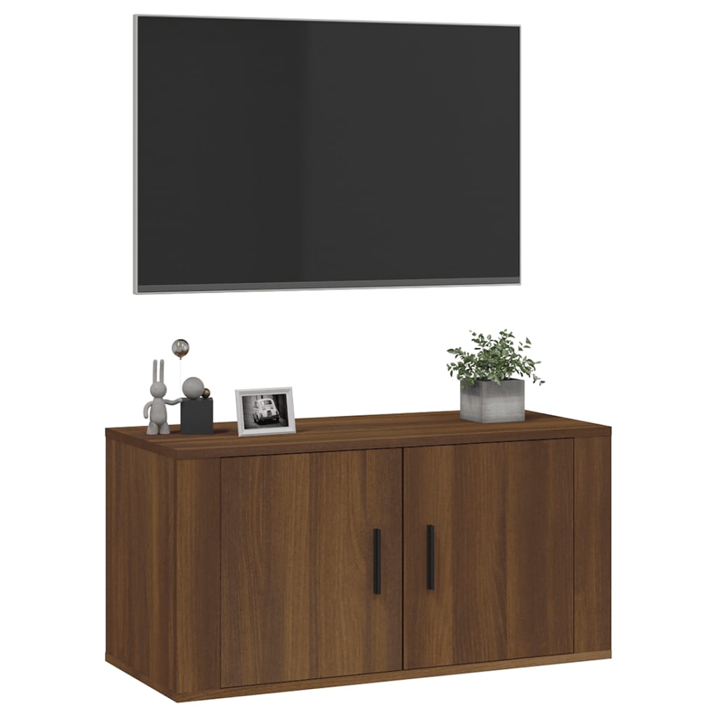 Mobile Porta TV a Parete rovere marrone 80x34,5x40 cm 816631