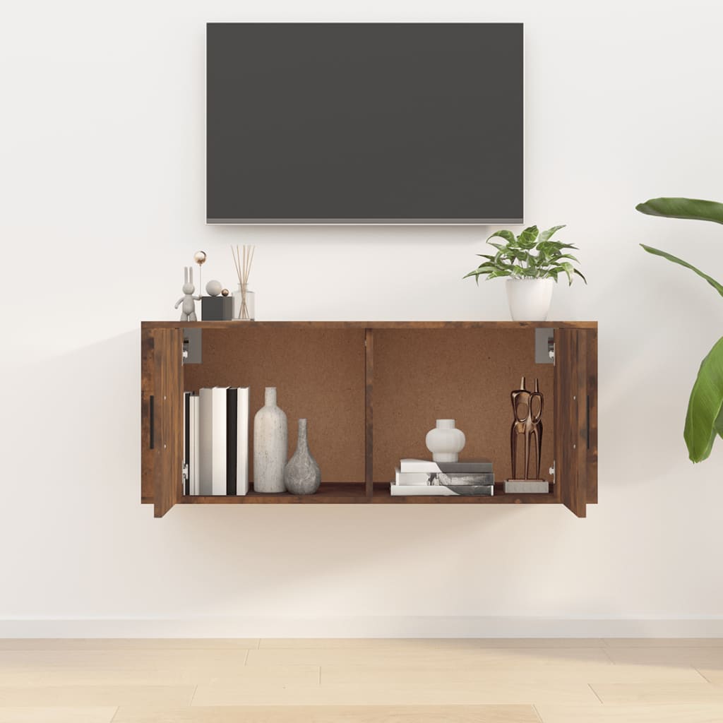 Mobile Porta TV a Parete rovere fumo 100x34,5x40 cm