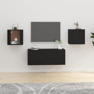 Mobili Porta TV a Parete 2 pz Nero 40x34,5x40 cm