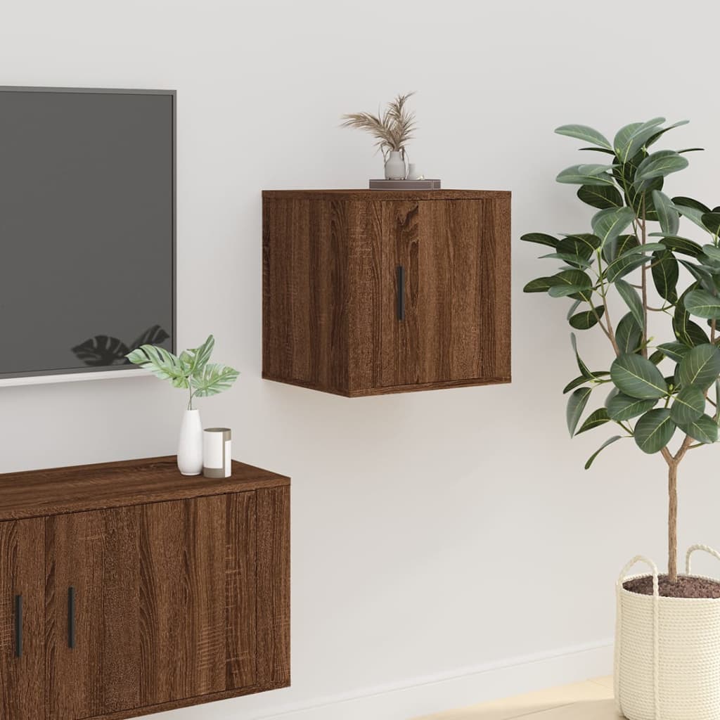 Mobile Porta TV a Parete Rovere Marrone 40x34,5x40 cm