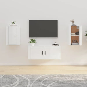 Mobili Porta TV a Parete 2 pz Bianco Lucido 40x34,5x60 cm