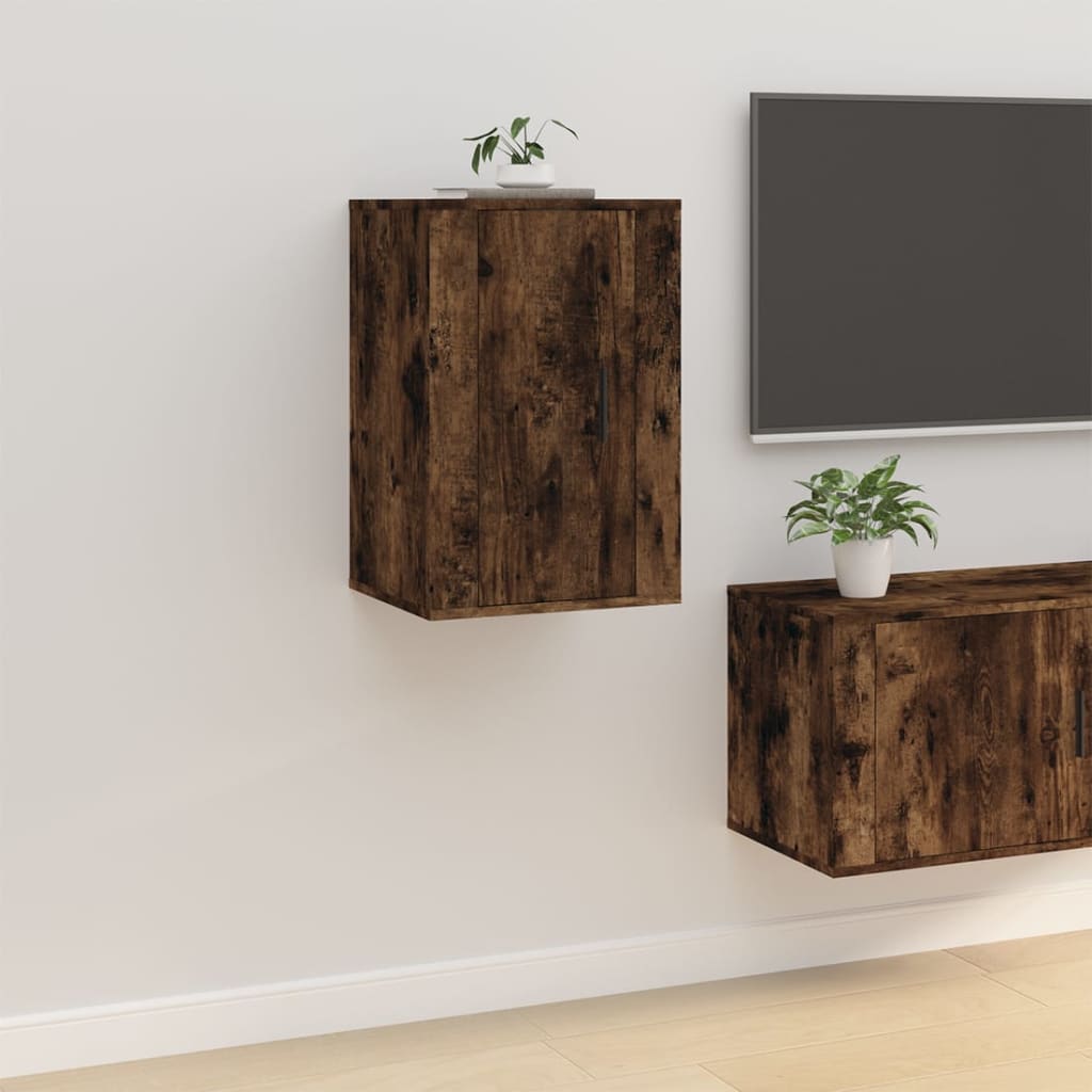 Mobili Porta TV a Parete 2 pz Rovere Fumo 40x34,5x60 cm