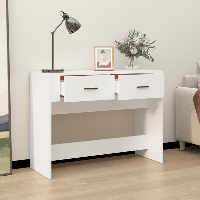 Tavolino Consolle Bianco 100x39x75 cm in Legno Multistrato