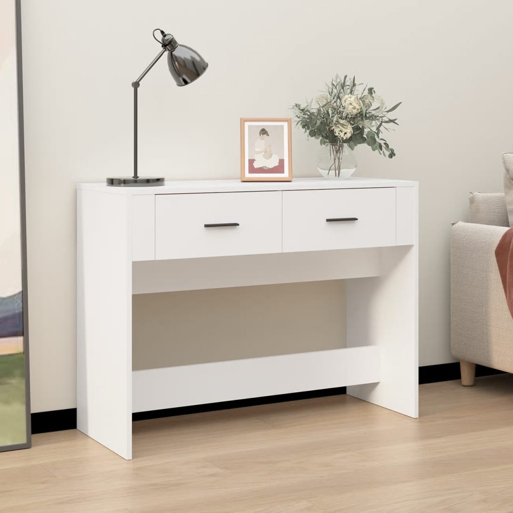 Tavolino Consolle Bianco 100x39x75 cm in Legno Multistrato 816776