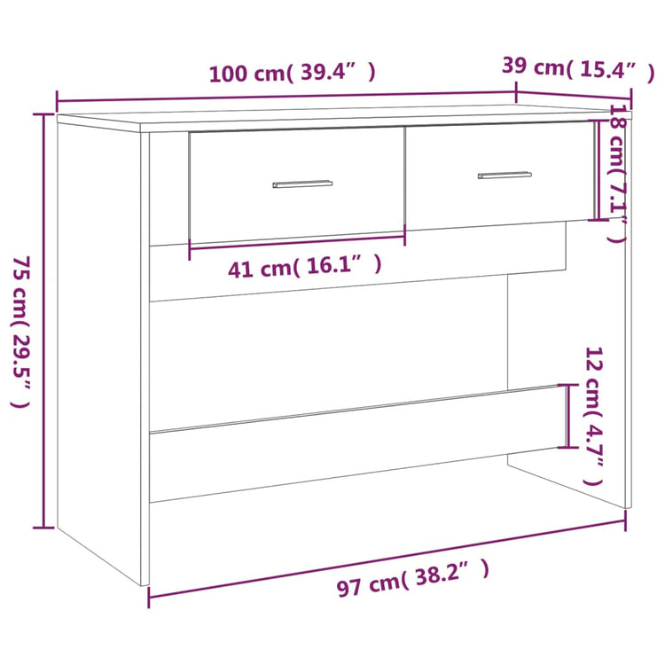 Tavolino Consolle Grigio Cemento 100x39x75 cm Legno Multistrato cod mxl 41812