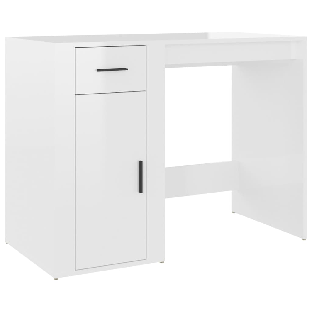 Scrivania Bianco Lucido 100x49x75 cm in Legno Multistrato cod mxl 77304