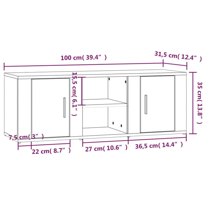 Mobile Porta TV Bianco 100x31,5x35 cm in Legno Multistrato