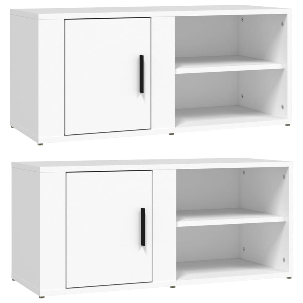 Mobili Porta TV 2 pz Bianco 80x31,5x36 cm in Legno Multistrato 819437