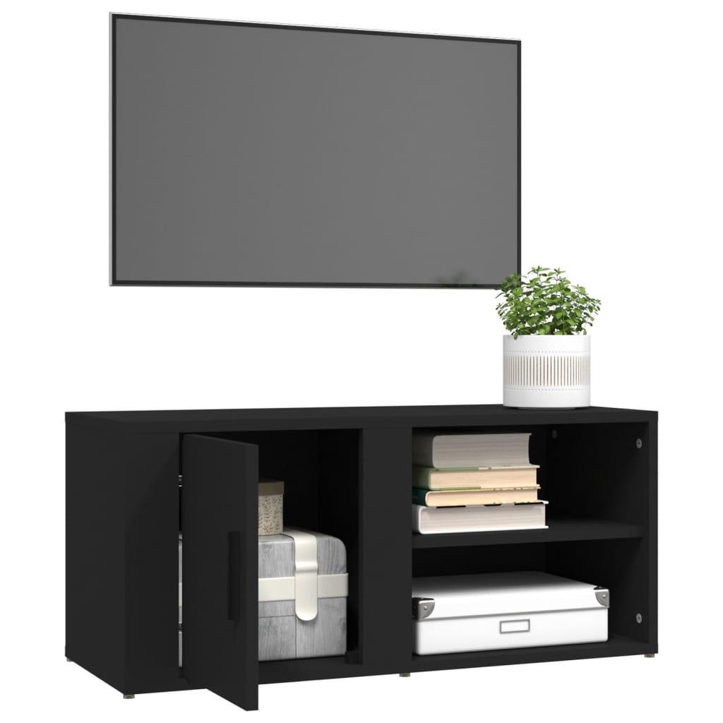 Mobile Porta TV Nero 80x31,5x36 cm in Legno Multistrato