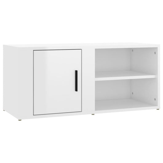 Mobile Porta TV Bianco Lucido 80x31,5x36 cm Legno Multistrato