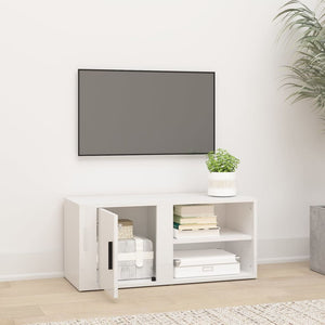 Mobile Porta TV Bianco Lucido 80x31,5x36 cm Legno Multistrato