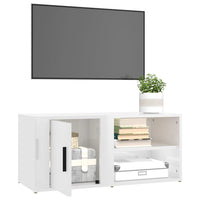 Mobile Porta TV Bianco Lucido 80x31,5x36 cm Legno Multistrato