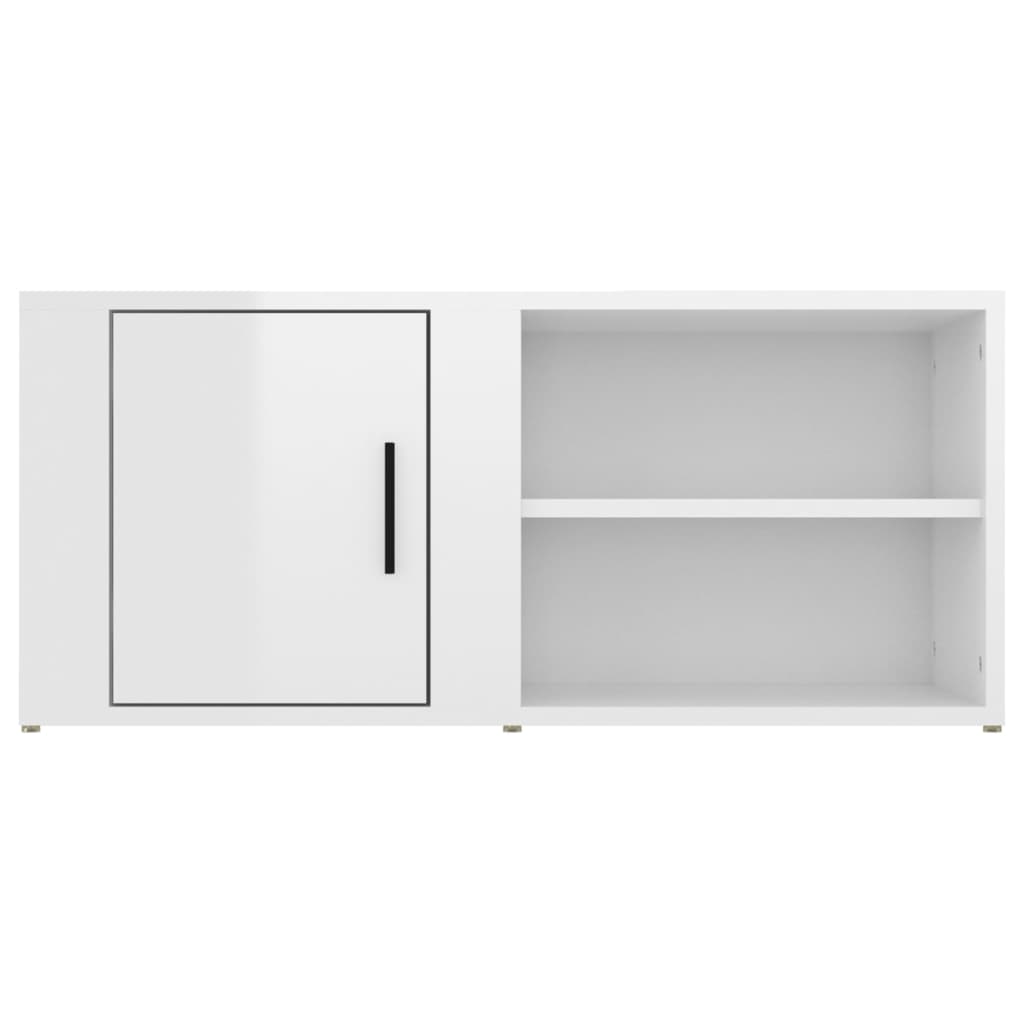 Mobile Porta TV Bianco Lucido 80x31,5x36 cm Legno Multistrato