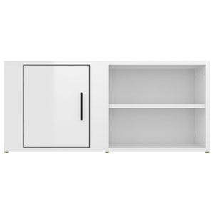 Mobile Porta TV Bianco Lucido 80x31,5x36 cm Legno Multistrato