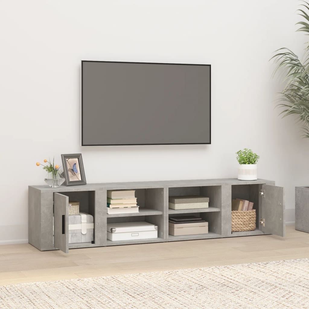 Mobili TV 2 pz Grigio Cemento 80x31,5x36 cm Legno Multistrato 819445