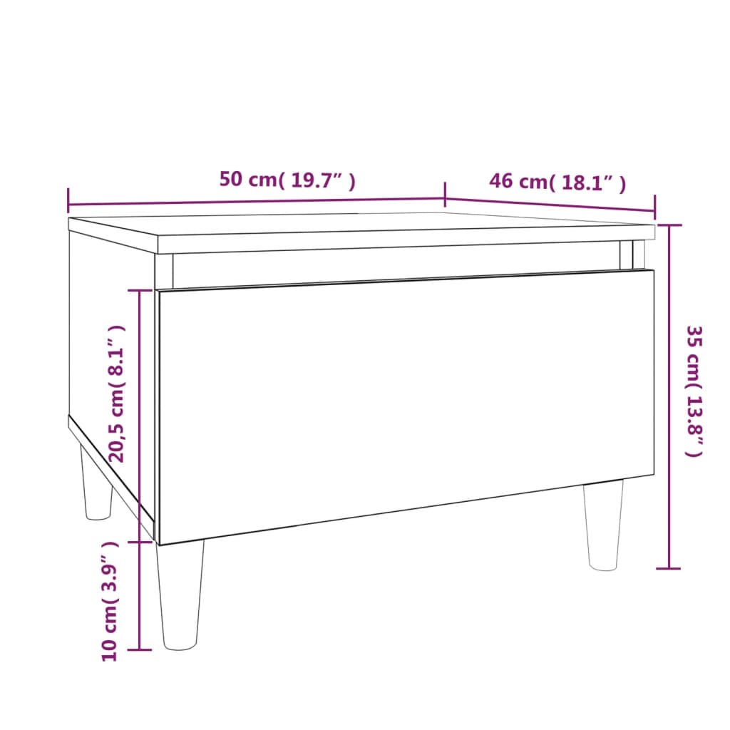 Tavolino Bianco 50x46x35 cm in Legno Multistrato cod mxl 9866