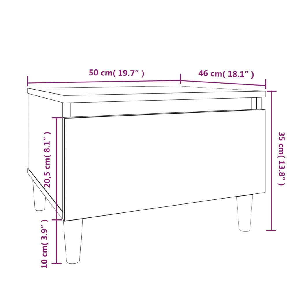 Tavolino Bianco Lucido 50x46x35 cm in Legno Multistrato cod mxl 26981