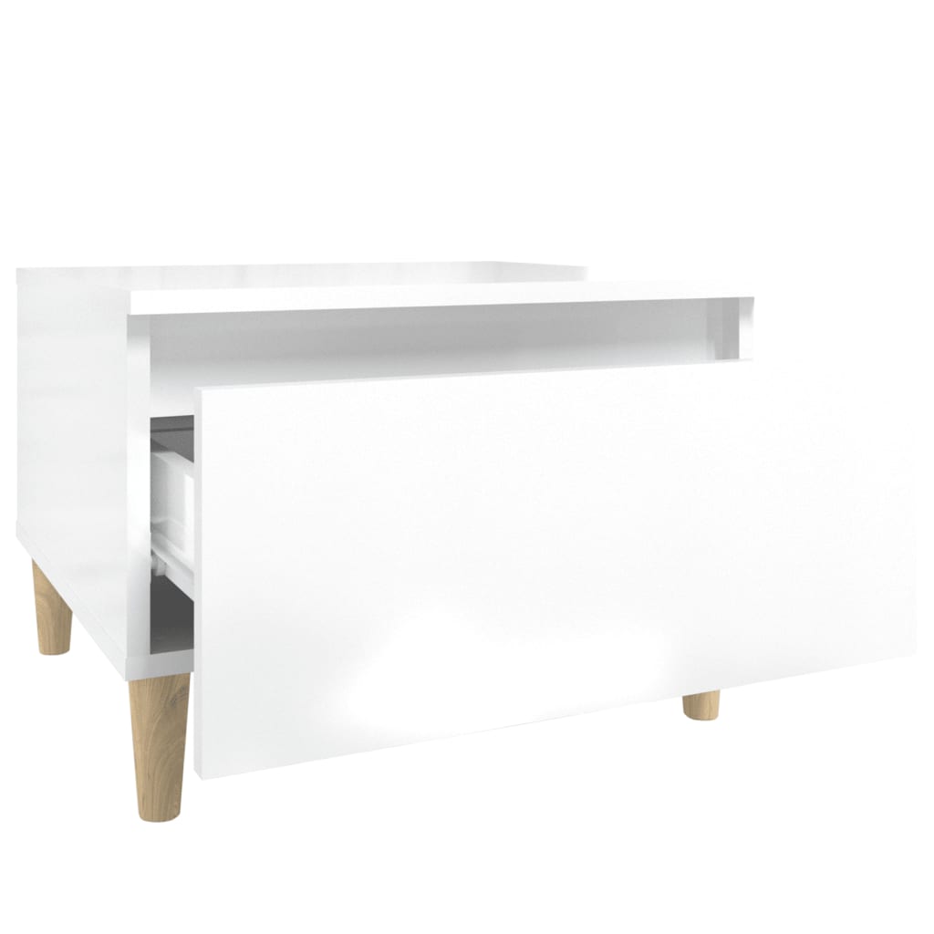 Tavolini 2pz Bianco Lucido 50x46x35 cm in Legno Multistrato 819505