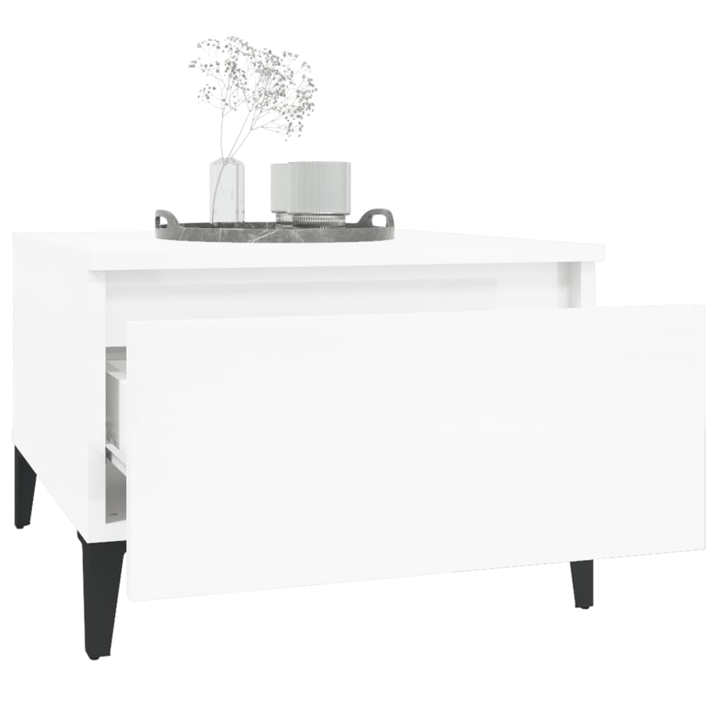 Tavolini 2pz Bianco Lucido 50x46x35 cm in Legno Multistrato 819521