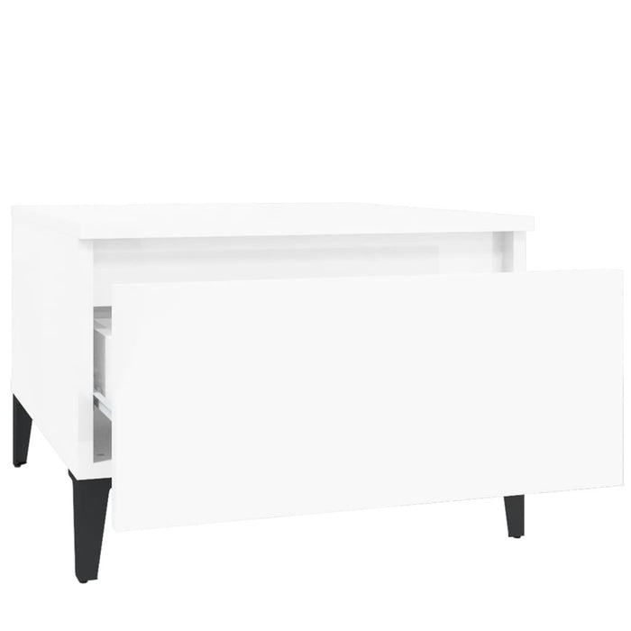 Tavolini 2pz Bianco Lucido 50x46x35 cm in Legno Multistrato 819521