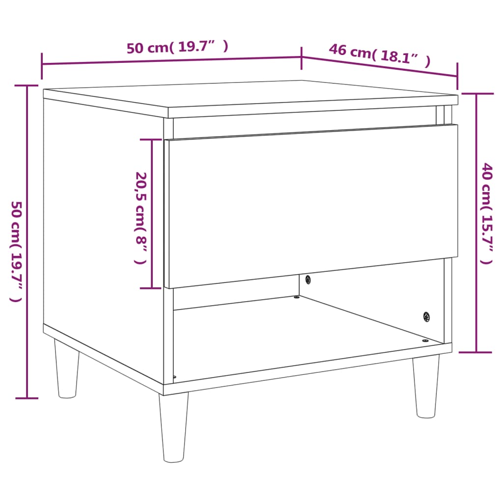 Comodini 2 pz Bianchi 50x46x50 cm in Legno Multistrato cod mxl 31170