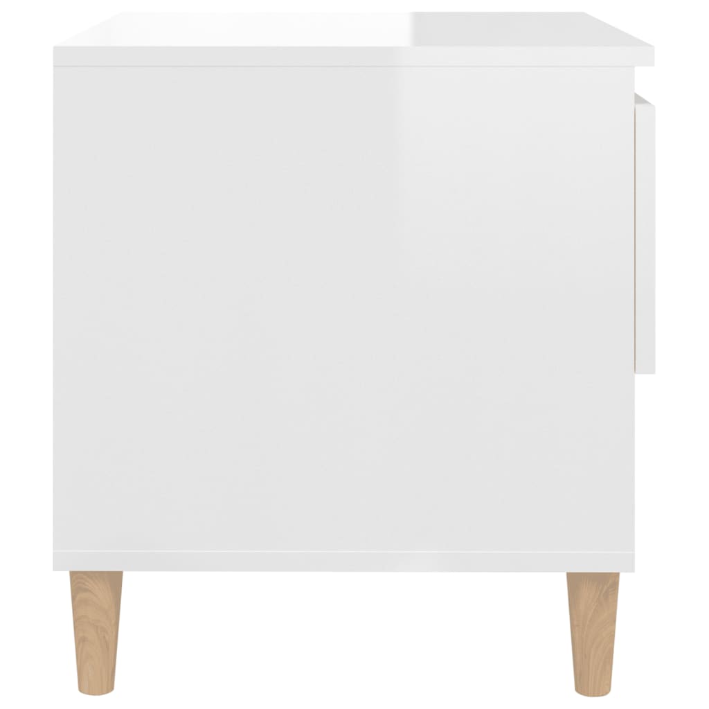 Comodini 2 pz Bianco Lucido 50x46x50 cm in Legno Multistrato