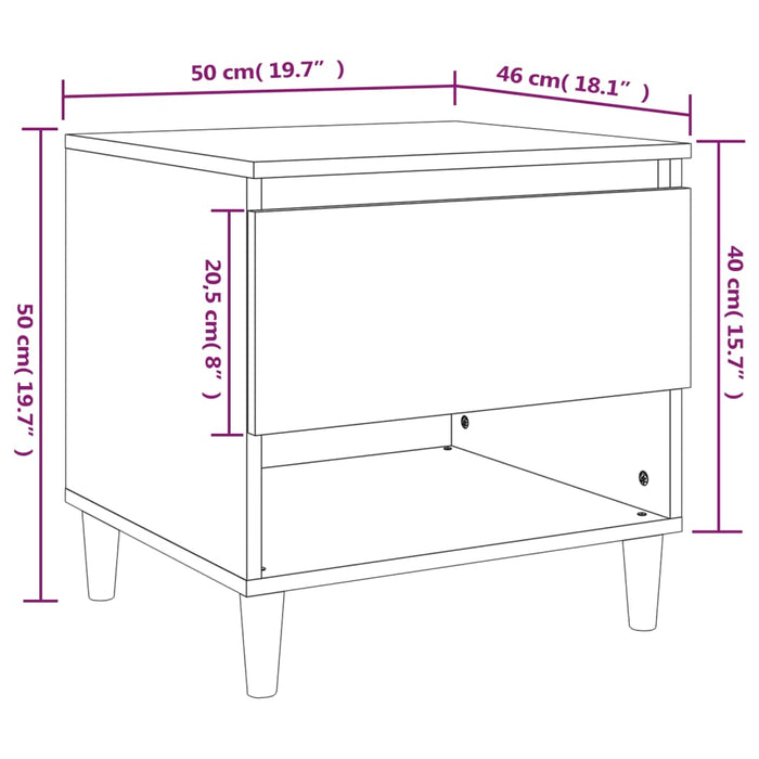 Comodini 2 pz Bianco Lucido 50x46x50 cm in Legno Multistrato