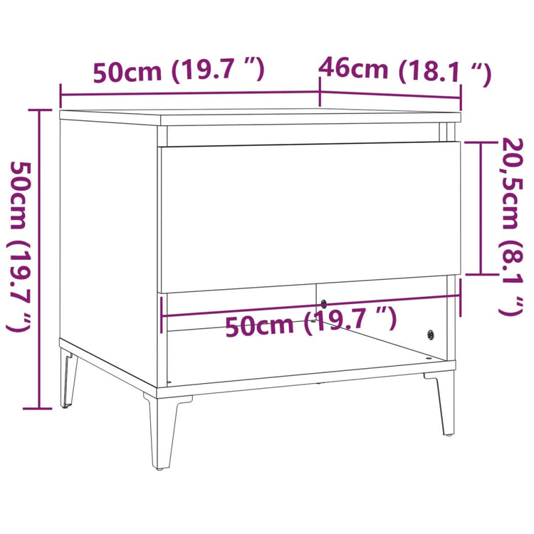 Tavolino Bianco 50x46x50 cm in Legno Multistrato