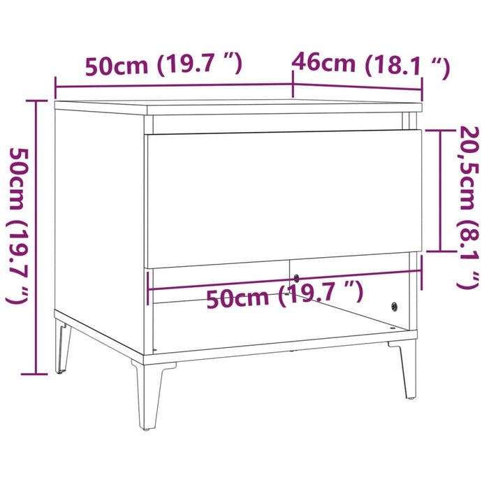 Tavolino Bianco 50x46x50 cm in Legno Multistrato cod 11682