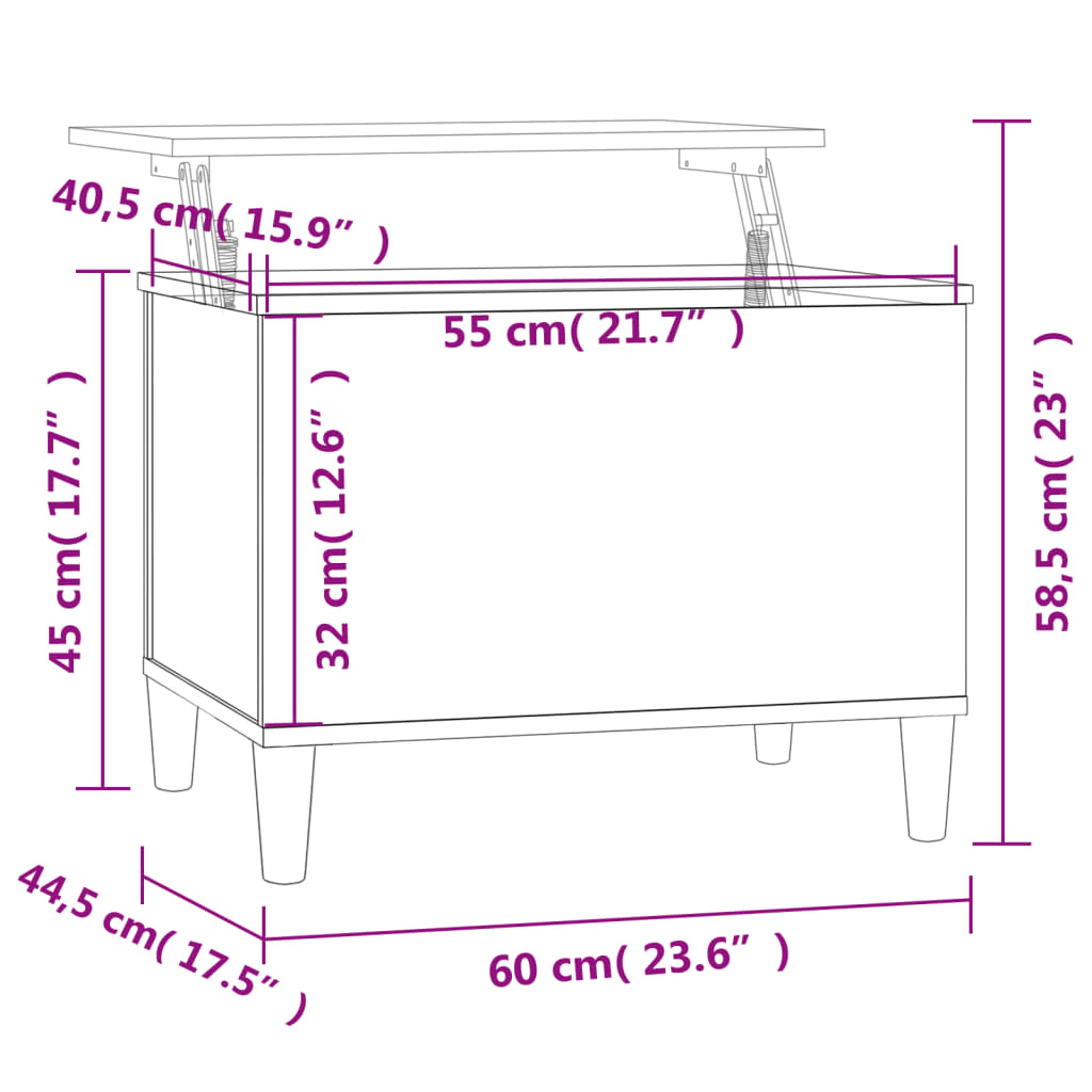 Tavolino da Salotto Nero 60x44,5x45 cm in Legno Multistrato cod mxl 16254