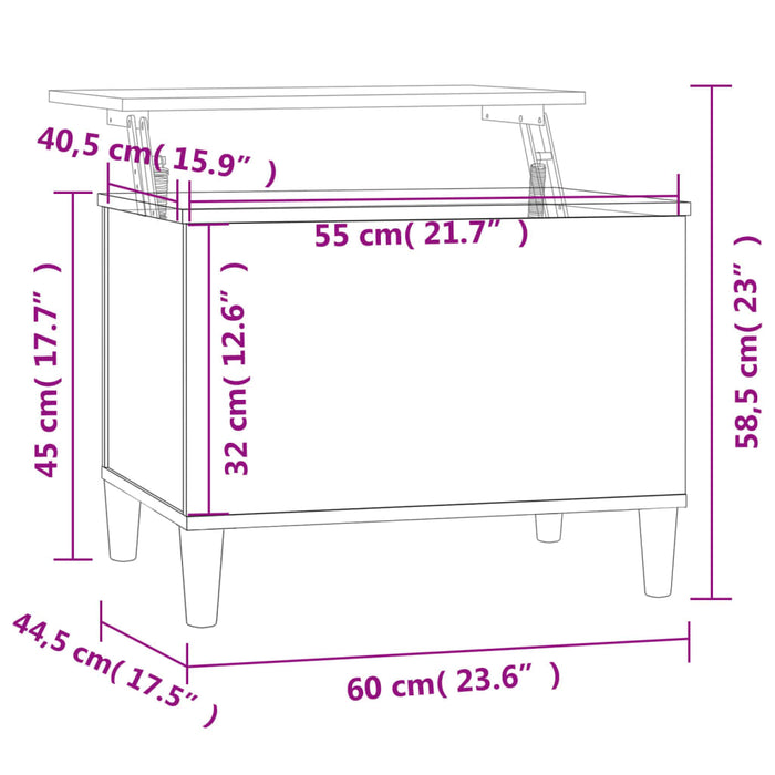 Tavolino da Salotto Rovere Fumo 60x44,5x45 cm Legno Multistrato cod mxl 18705