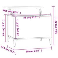 Tavolino da Salotto Bianco 60x44,5x45 cm in Legno Multistrato cod mxl 15931