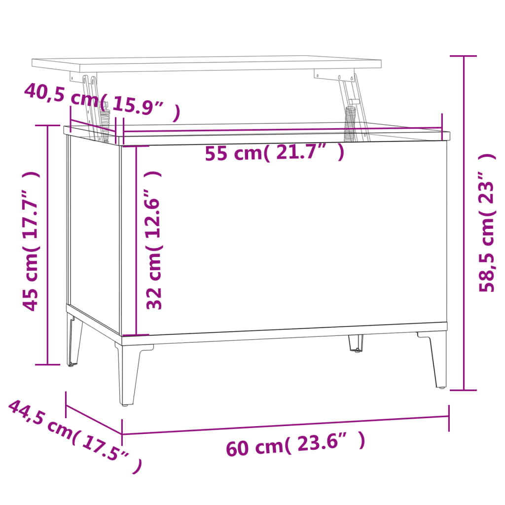 Tavolino da Salotto Nero 60x44,5x45 cm in Legno Multistrato cod mxl 15929