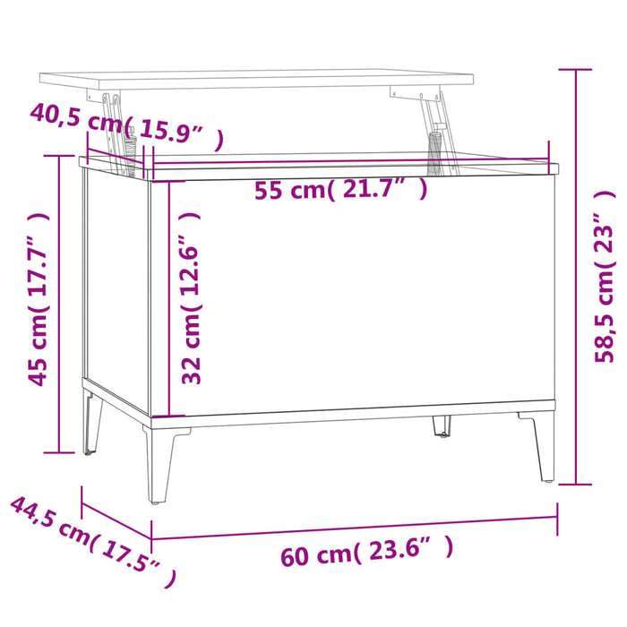 Tavolino Salotto Bianco Lucido 60x44,5x45 cm Legno Multistrato cod mxl 15927