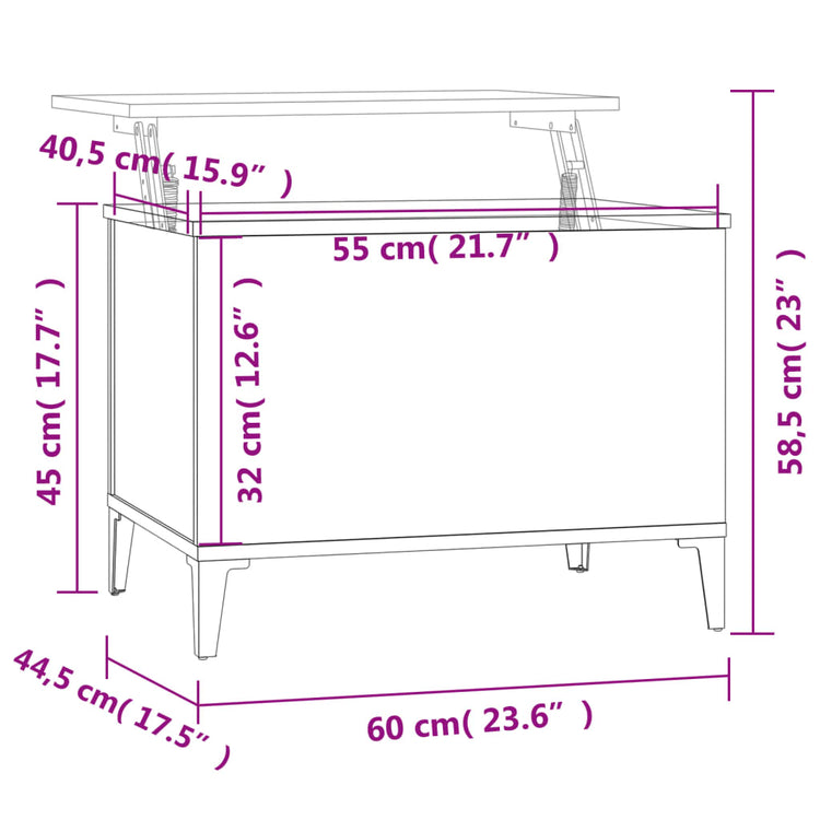 Tavolino Salotto Grigio Cemento 60x44,5x45 cm Legno Multistrato cod mxl 19526